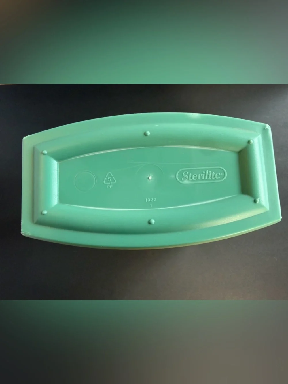 Vintage Sterilite MCM 60s Green Plastic Waste Basket Trash Can + Rocket Decal